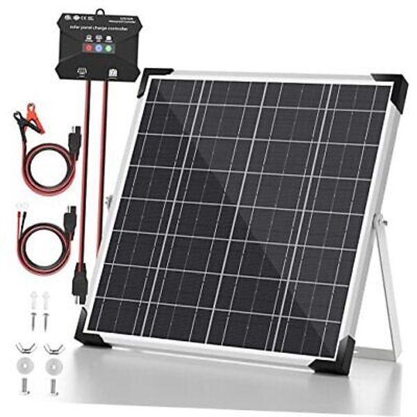 Solar Panel Kit 12V, Solar Battery Trickle Charger Maintainer, Waterproof 20W