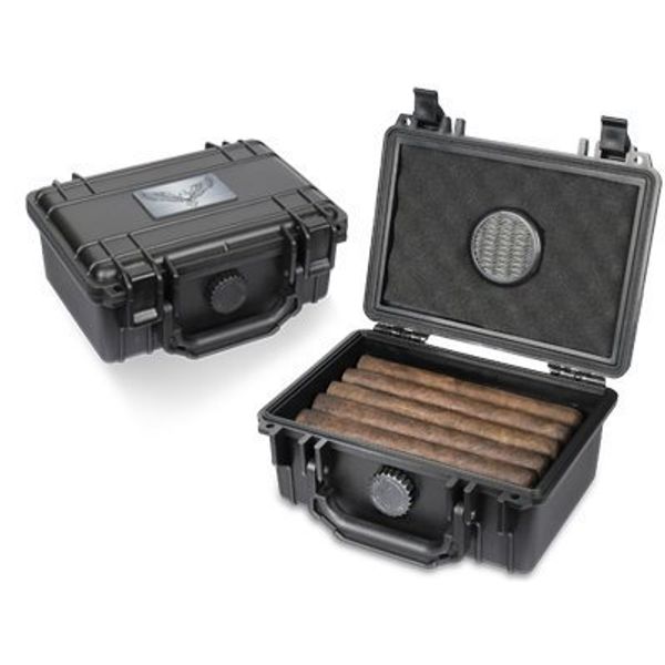 Guardsman Travel Black Cigar Humidor Capacity 10-15 Cigars