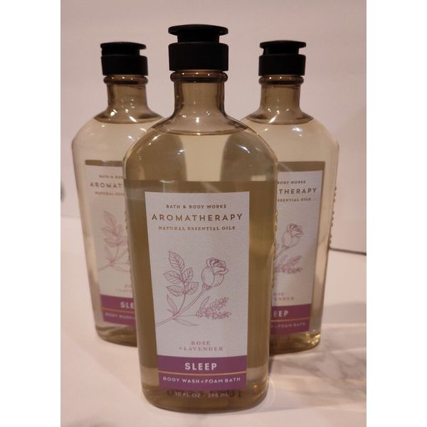 3x BATH & BODY WORKS AROMATHERAPY SLEEP ROSE LAVENDER BODY WASH FOAM BATH 10 OZ