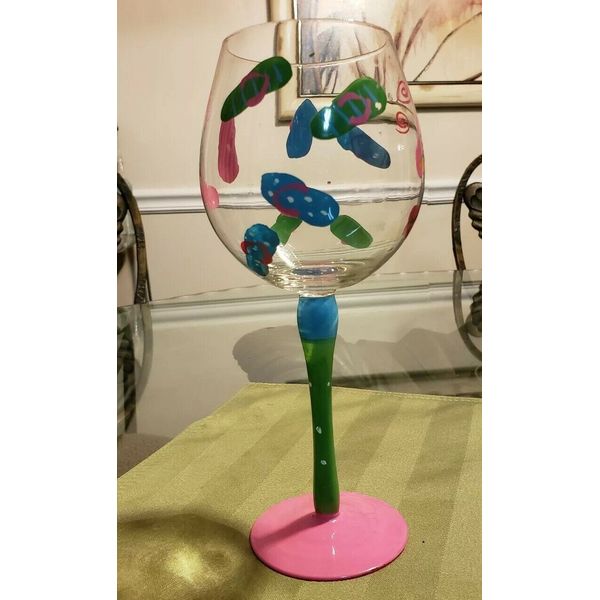 Hand Painted Flip Flop Wine Glass