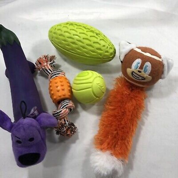 5 Dog Toys Nerf Ball Braided Rope Chew Play for Aggressive Chewers Football/72