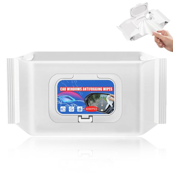 WEILAOK Anti-fog car, anti-fog car, anti-fog cloth, fogged car windows, interior, anti-fog wet wipes for anti-fog of windscreens and windows in the car, 40 pieces x 1