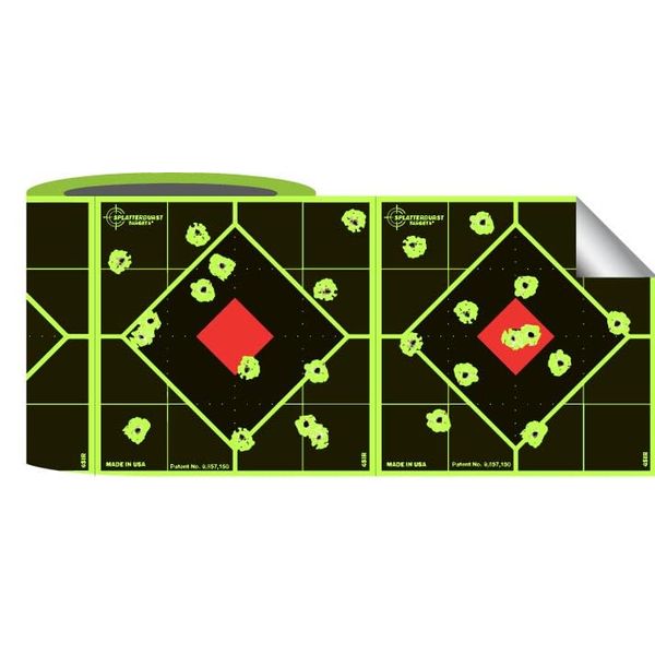 Splatterburst Targets - Roll of (200) 4 Inch Sight in Stick & Splatter Self Adhesive Shooting Target Stickers - Gun - Rifle - Pistol - Airsoft - BB Gun - Pellet Gun - Air Rifle - Made in USA