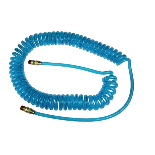 Coilhose Pneumatics PRE14-25B-T Flexeel Polyurethane Reinforced Coiled Air Hose, 1/4-Inch ID, 25-Foot Length with (2) 1/4-Inch MPT Reusable Swivel Fittings, Transparent Blue
