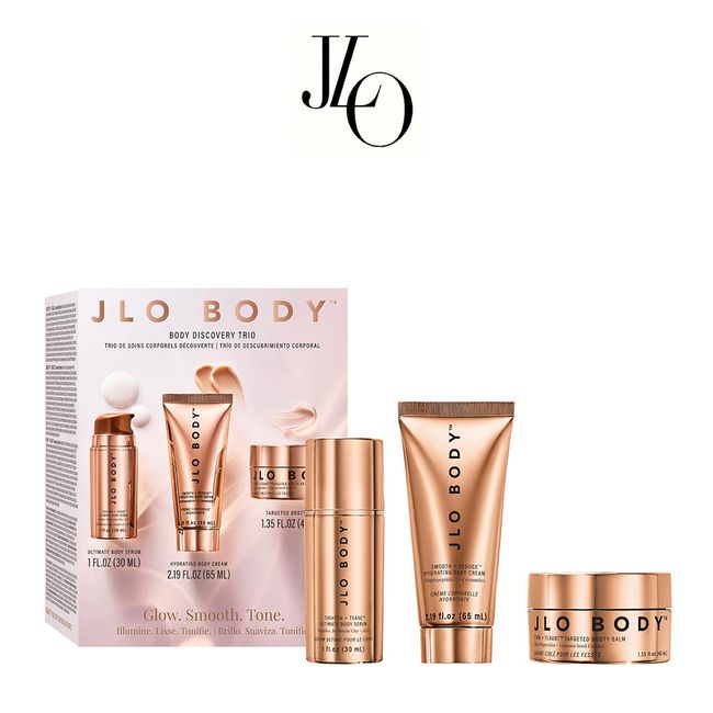 JLo Beauty Body Discovery Trio with AHAs + Caffeine Set, Hydrating, Free Ship!