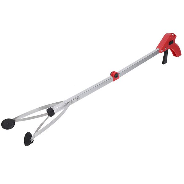 LANTRO JS Grabber Tool, 31.5" Long Reacher Grabber Pickup Tool, Aluminum Alloy Litter Pick Up Grab Tool, Arm Extension, 6.7oz(Red Handle)