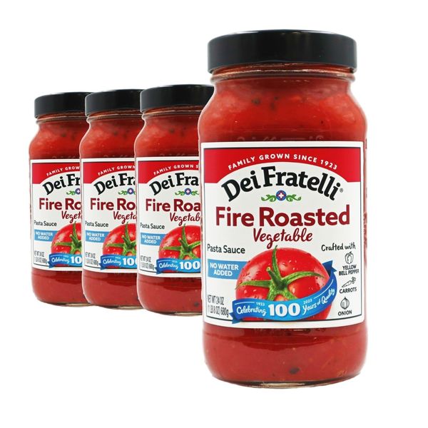 Dei Fratelli Fire Roasted Vegetable Pasta Sauce (24 oz. jars; 4 pack) - No Water Added - Never from Tomato Paste - 5th Generation Recipe