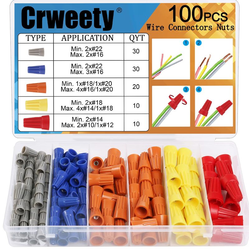 300-Piece Wire Nuts Assortment – Yellow Twist-On Connectors With Spring Insert, 14-16 AWG, P4 Type