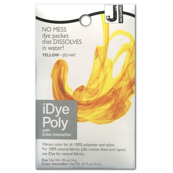 Jacquard iDye Poly Fabric Dye Yellow for Natural, Synthetic, Polyester and Blended Textile Fibres 14g No Mess Packet