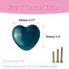 Mimhooy 4 Pack Teal Ceramic Drawer Knobs Decorative Cabinet Knobs, Heart Shaped Cupboard Knobs, Knobs for Cupboards & Draws