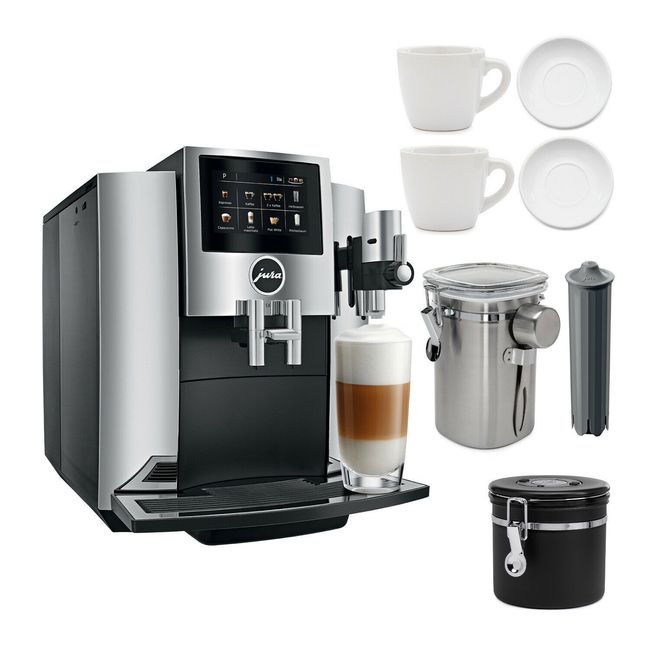 Jura S8 15212 Automatic Coffee Machine with 2 Cup and Saucer Sets Bundle