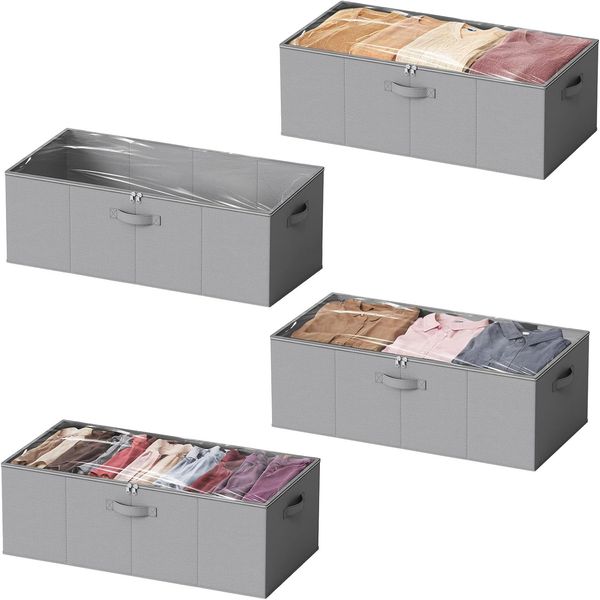 4 Pack 10" High under Bed Storage Containers, Large Underbed Storage Organizer B