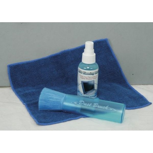 LCD Screen Cleaning Kit complete with microfibre cloth, anti-static brush and storage bag.