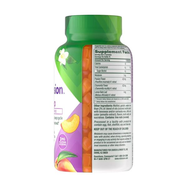 6 Vitafusion Melatonin Gummies 44 Count Sleep Support Sugar Free Peach Flavor