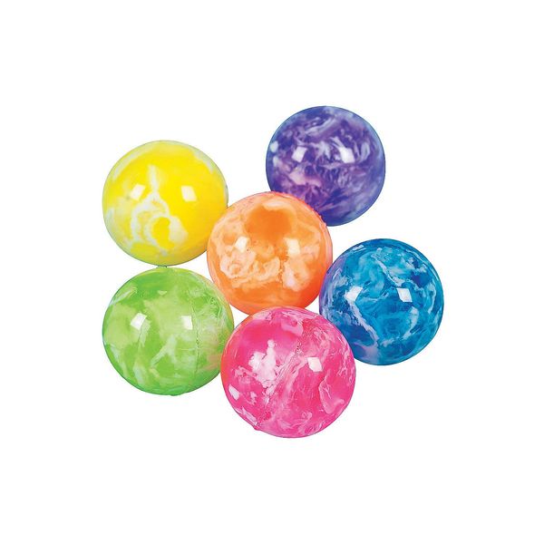 Fun Express Neon Marbleized Bouncy Balls - Bulk Set of 48 Small bouncey Balls