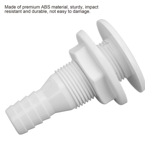 3/4 Inch Thru Hull Fitting for Boats Marines ABS Plastic Hose Coupling Drain Connector Accessories (White)