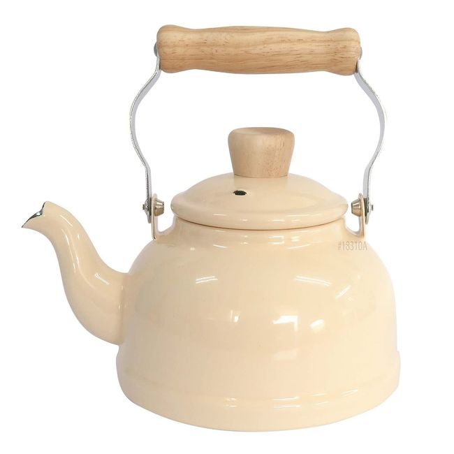 Fuji Hollow Enamel Kettle 1.6L Induction Compatible Cotton Series Vintage Cream