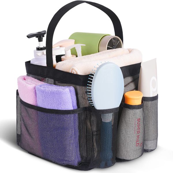 Mesh Shower Caddy Portable for College Dorm Room Essentials,Shower Caddy Dorm with 8-Pocket Large Capacity for Beach,Swimming,Gym,Travel essentials