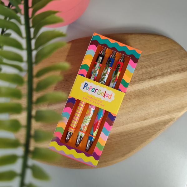 Three Gel Pen Set - Multicoloured Box - Paper Salad - PSS0020