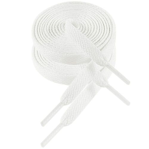VSUDO Flat Trainer Shoelaces, 8 mm Wide, Replacement Shoelaces for Trainers, Running Shoes, Sports Shoes, White