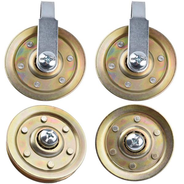 Heavy Duty Garage Door 3" Pulley Kits, 3/8" bore 200LB Load Rating, Kits Including 2 Stationary Pulleys and 2 Rear Wheel Pulleys with Clevis Fork, 2 Bolts 3/8-16 x 2 Long and 2 Serrated Flange Nuts