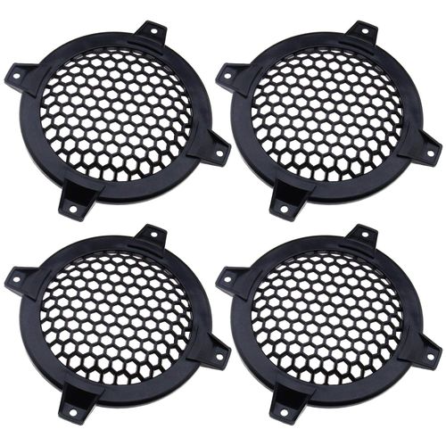 SING F LTD 4 Inch Car Speaker Grill Cover Guard Protector Plastic Mesh Protective Case Black Circle Subwoofer Net Covers Pack of 4