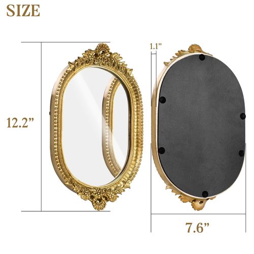 GUOER Vintage Antique Decorative Tray Bathroom Tray Vanity Tray Decor Gold Tray Mirror Tray for Dessert Table Coffee Table Vanity Home Decor Serving Tray with Handle