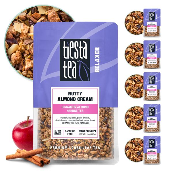 Tiesta Tea - Nutty Almond Cream | Cinnamon Almond Herbal Tea |Premium Loose Leaf Tea Blend |Non-Caffeinated Fruit Tea | Make Hot or Iced Tea & Up to 25 Cups - 12.6 Ounce Resealable Pouch, Pack of 6