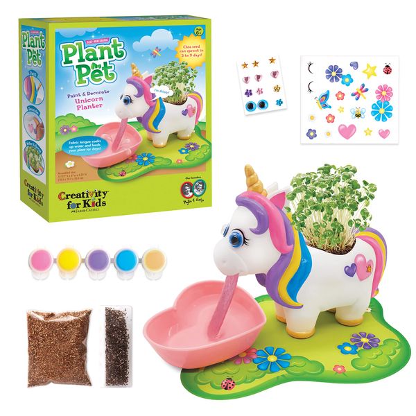 Creativity for Kids Unicorn Self-Watering Plant Pet, Unicorn Crafts for Girls and Boys, Unicorn Kids Garden Kit for Ages 6-8+, Green