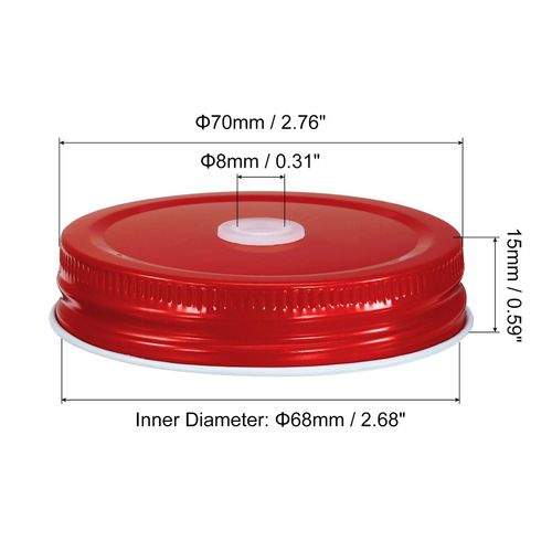 uxcell 20Pcs Mason Jar Lids with Straw Hole, 70mm Tinplate Canning Lids Fits Regular Mouth Mason Jar, Drinking Lids Set Reusable for DIY, Drinking, Daily Food Storage, Red