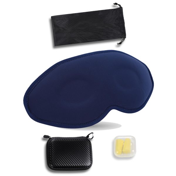 Lacuore Supreme Sleep, Eye Mask, Eye Pillow, Inspected in Japan, 99.99%, 3D Structure, For Sleep, Sleep Rest, Good Sleep, Blindfold, Ultra Lightweight, Breathable, Includes Dedicated Hard Case (Navy)