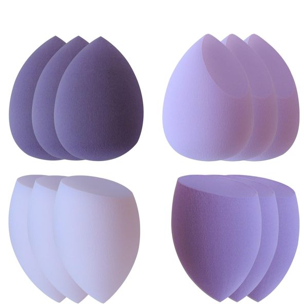 Zweex Make up Schwamm 12er Set, mehrfarbige blenderBeauty Schwamm Foundation schminkschwamm, makellos für Flüssigkeit, Creme und Puder, 12 Stück (purple)