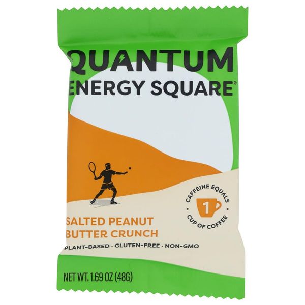 Quantum Energy Squares Coffee-Infused Energy Bars, Salted Peanut Butter Crunch, Plant-Based, Kosher, Gluten Free & Non-GMO, 1.69 Ounce (Pack of 8)