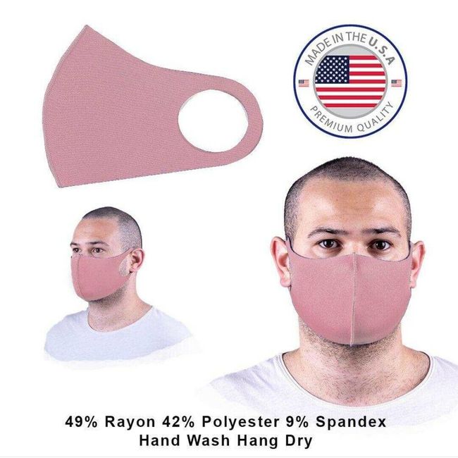 Fabric Face Mask - Universal Unisex - One Size - Pink - Made in USA - Brand New