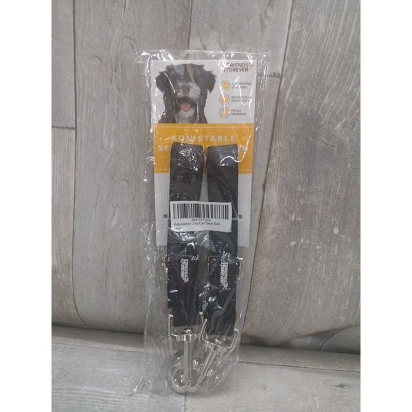 Friends Forever 2-Pack Adjustable Black Nylon Dog Cat Car Seat-Belt Auto Vehicle