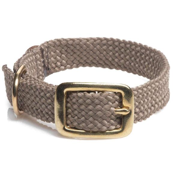 Mendota Pet Double Braid Collar - Brass - Dog Collar - Made in The USA - Tan , 9/16 in x 14 in Junior