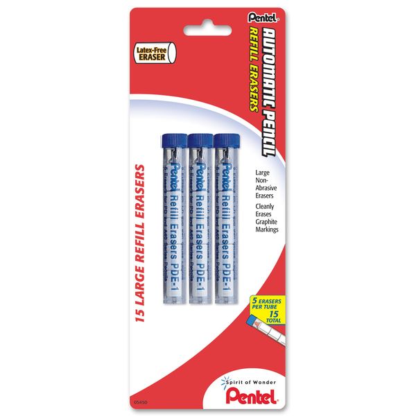 Pentel® Quicker Clicker™ Eraser Refills, Pack Of 15