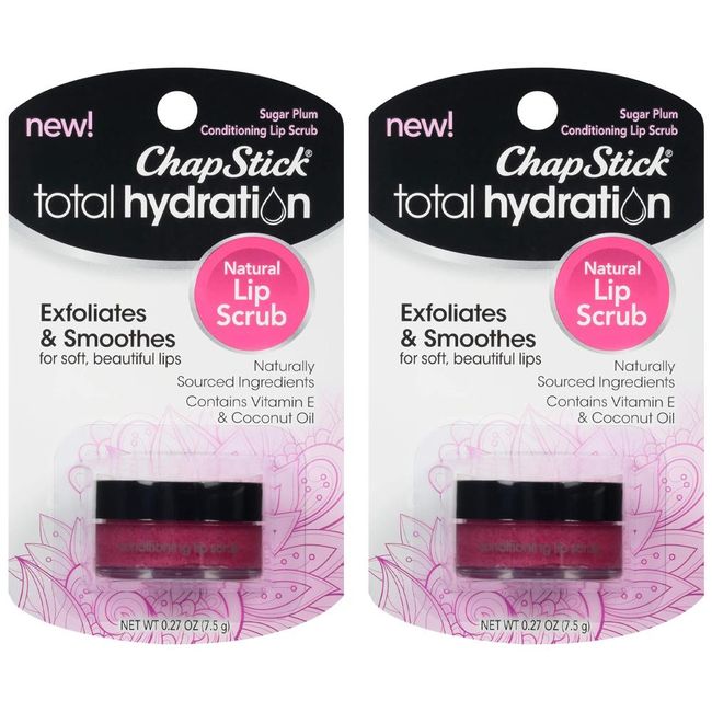 2-New ChapStick Total Hydration Sugar Plum Flavor Conditioning Lip Scrub and Lip