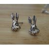 Sterling Silver TINY 9x9mm Easter Bunny Rabbit Face Studs Earrings