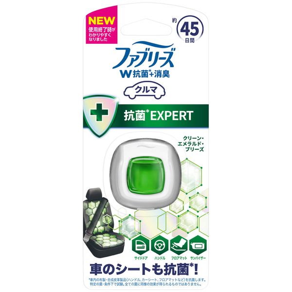 Febreze Car Air Freshener Easy Clip Antibacterial Expert Clean Emerald Breeze 0.8 fl oz (2.2 ml)