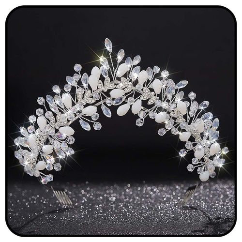 Kisshine Bride Wedding Tiaras and Crowns Silver Rhinestone Headband Crystal Leaf Princess Headpiece Beaded Bridal Headwear for Women
