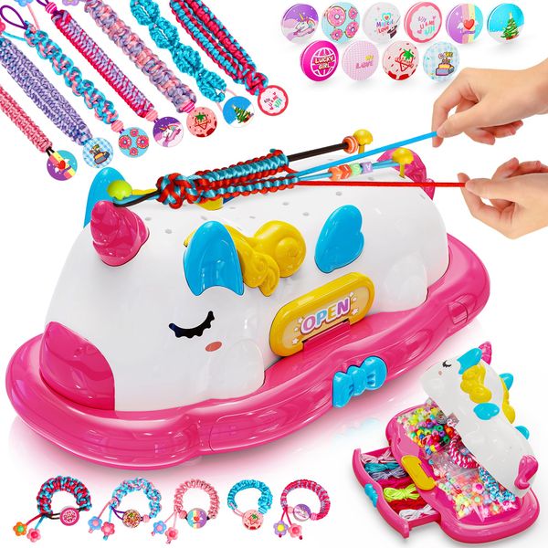 Flooyes Unicorn Friendship Bracelet Making Kit Girls Toys, Ages 4 5 6 7 8 Year Old Girls Birthday Gifts Ideas,Double Storage DIY Jewelry String Maker Supplies,Arts and Crafts for Kids Ages 4-6 6-8 5-7