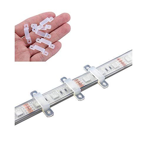 MSDUSA 100 Pack LED Strip Light Mounting Brackets LED Strip Light Holder with 200 Screws Included (Ideal for 10mm/0.41in Wide IP67/68 Waterproof Strip Lights)