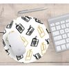 White Black & Gold Gifts Pattern PC Office Computer Round Mouse Mat Pad Desk Mousemat Mousepad