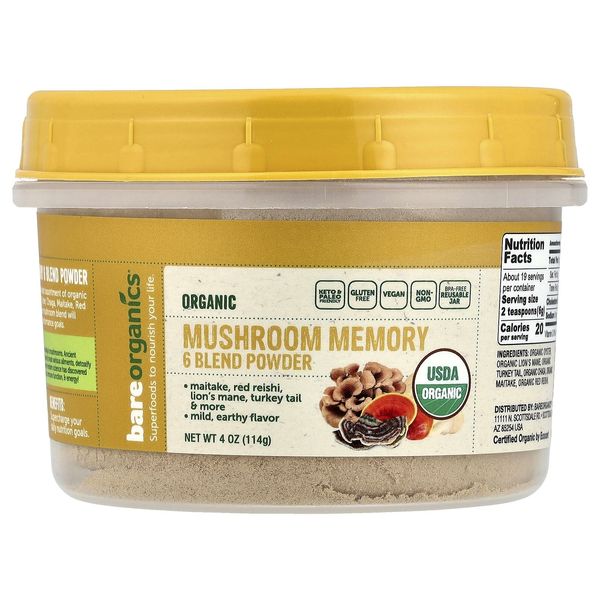 Organic Mushroom Memory 6 Blend Powder, 4 oz (114 g)