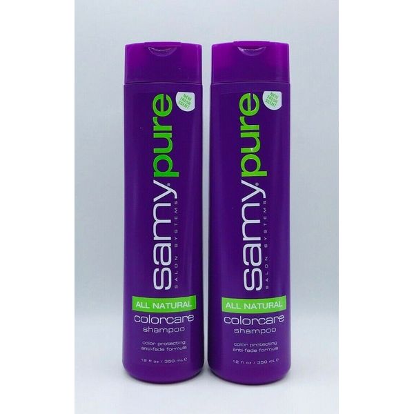 2 x SAMY Salon Pure COLORCARE SHAMPOO Color Protecting Anti-Fade Formula Natural