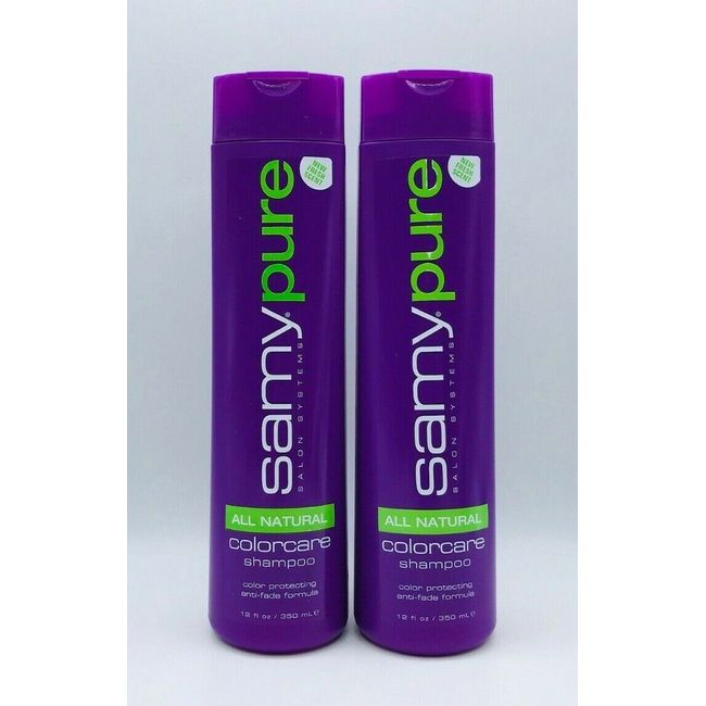 2 x SAMY Salon Pure COLORCARE SHAMPOO Color Protecting Anti-Fade Formula Natural