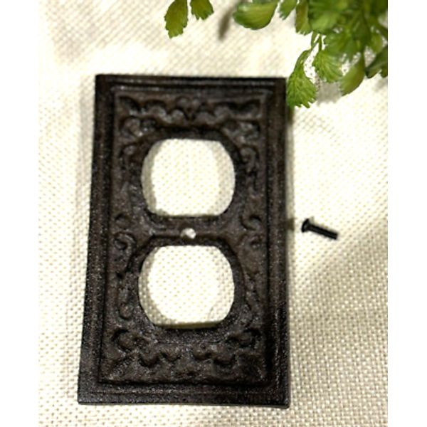 VTG Brown Farmhouse Cast Iron SOCKET Light Switch Plate Cover Socket European