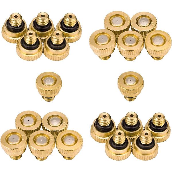 Aootech Brass Misting Nozzles for Outdoor Cooling System 22 pcs,0.012" Orifice (0.3 mm) 10/24 UNC