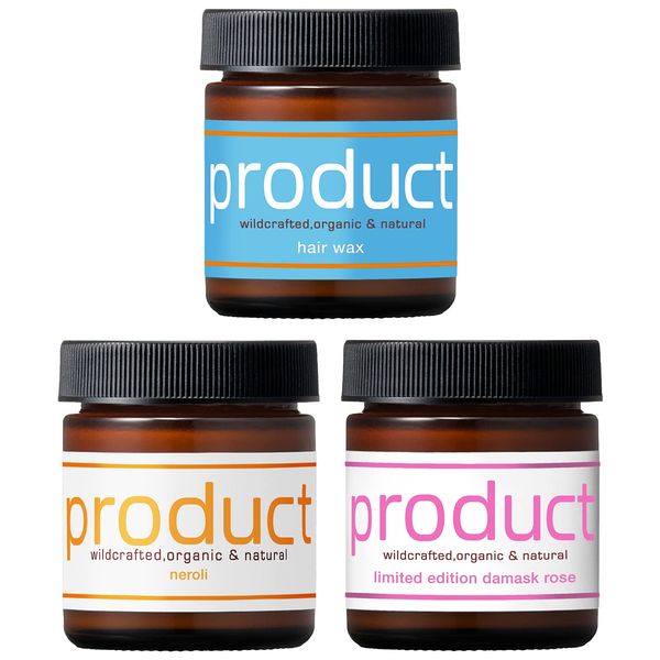 The Product Hair Wax Set of 3 Types 1.5 oz (42 g) each, Hair Balm, Organic